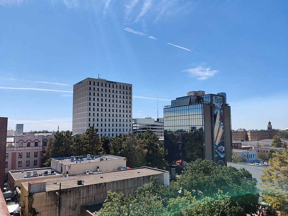 Downtown Lafayette, Louisiana, photographed in October 2021