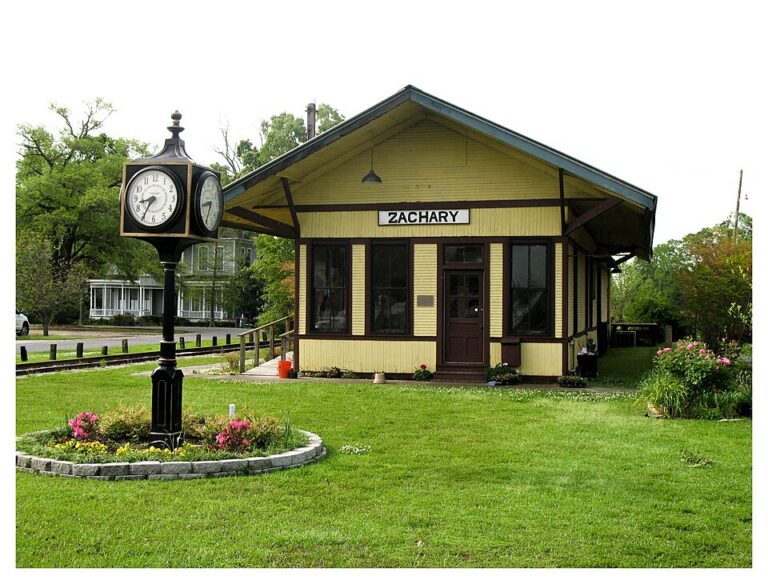 Historic railroad depot in Zachary
